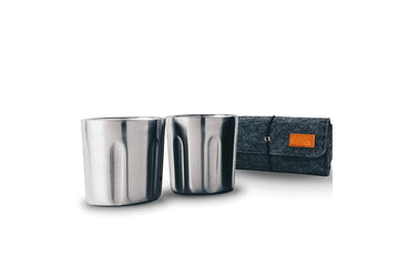 High Camp Flasks Tumbler 2-Pack + Soft Wool Felt Carrying Case - Stainless
