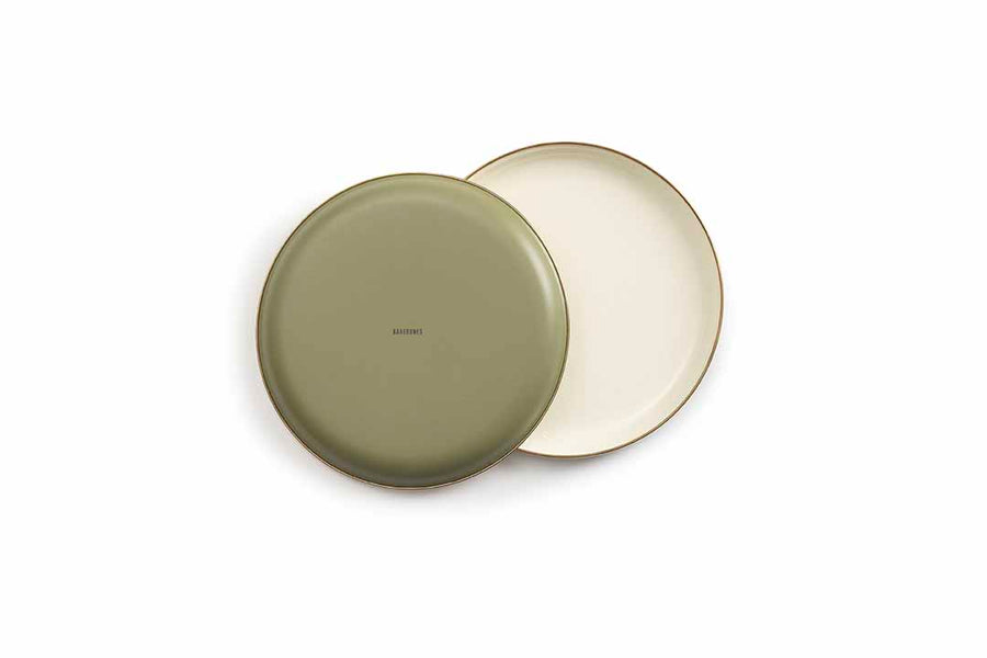 Enamel 2-Tone Deep Plate Set - Olive Drab