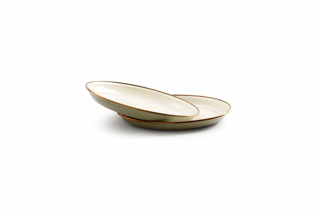 Barebones Enamel 2-Tone Deep Plate Set ~ Olive Drab - View #4