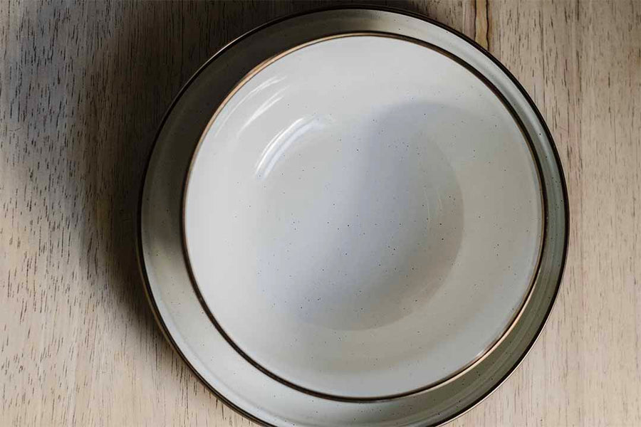 Enamel 2-Tone Salad Plate Set - Olive Drab