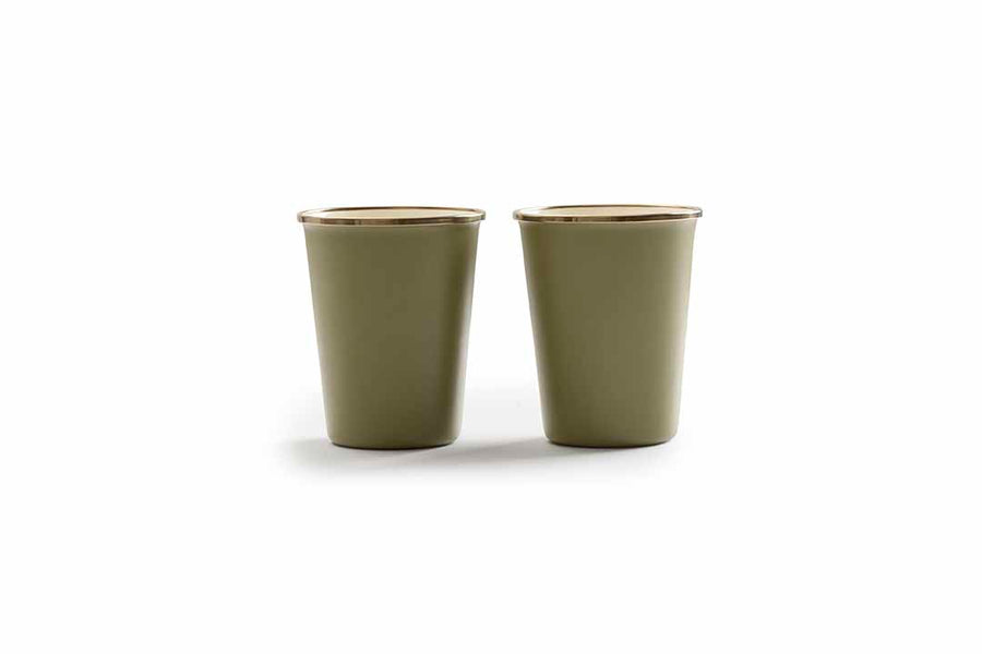 Enamel 2-Tone Tall Cup Set - Olive Drab