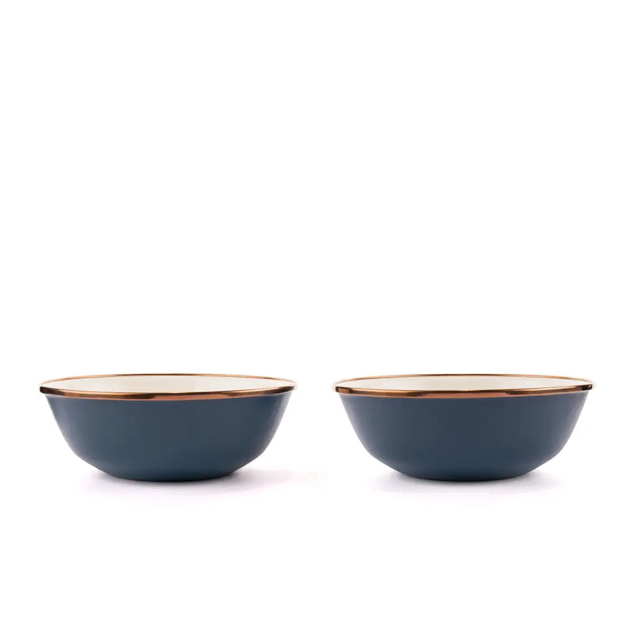 Enamel 2-Tone Bowl Set - Deep Indigo