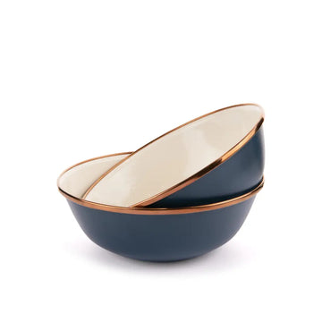 Enamel 2-Tone Bowl Set - Deep Indigo