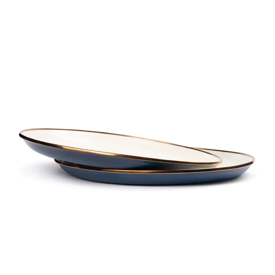 Enamel 2-Tone Deep Plate Set - Deep Indigo