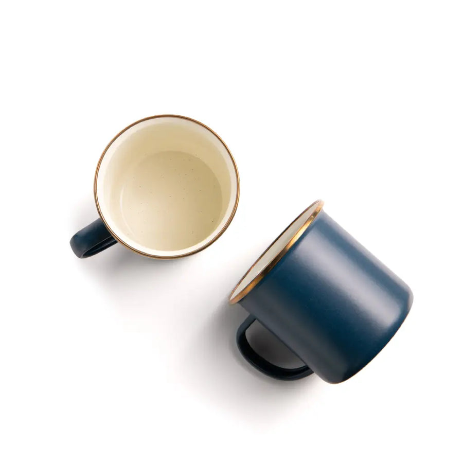 Enamel 2-Tone Mug Set - Deep Indigo