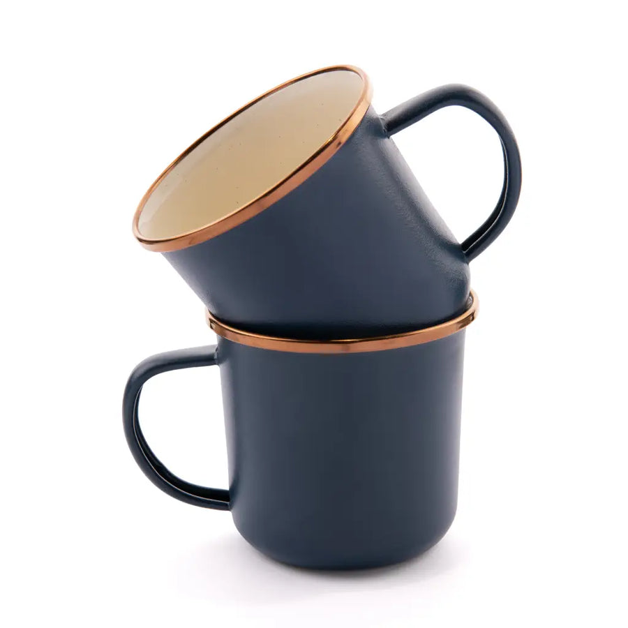 Enamel 2-Tone Mug Set - Deep Indigo