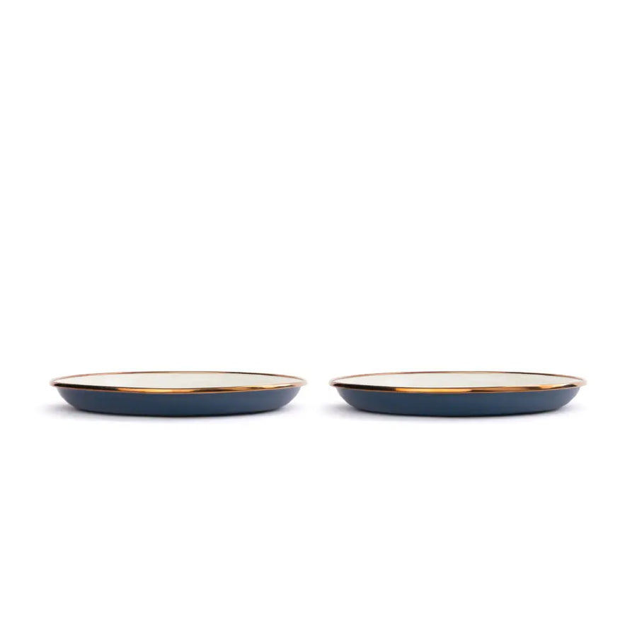 Enamel 2-Tone Salad Plate Set - Deep Indigo