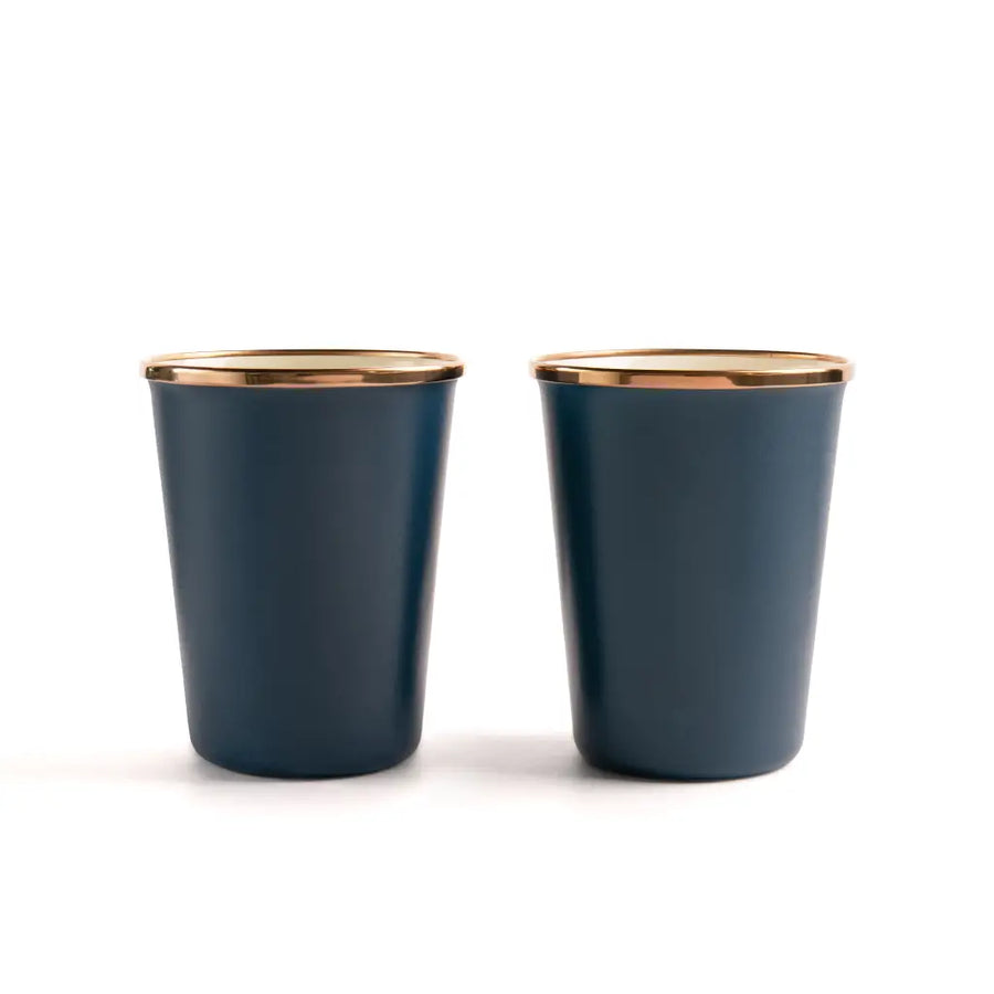 Enamel 2-Tone Tall Cup Set - Deep Indigo
