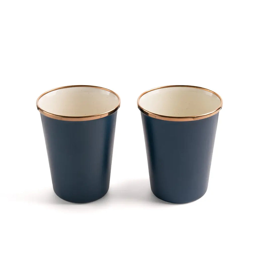 Enamel 2-Tone Tall Cup Set - Deep Indigo