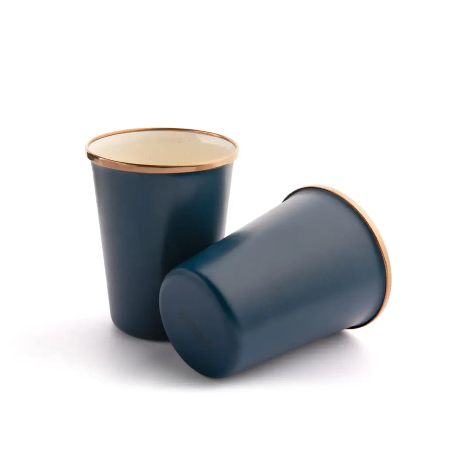 Enamel 2-Tone Tall Cup Set - Deep Indigo