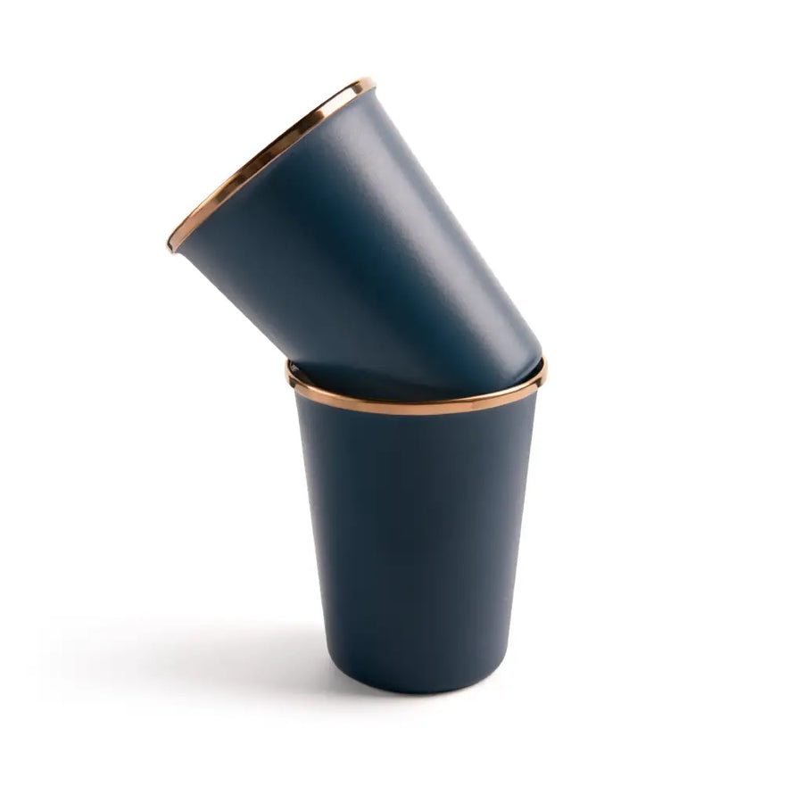 Enamel 2-Tone Tall Cup Set - Deep Indigo