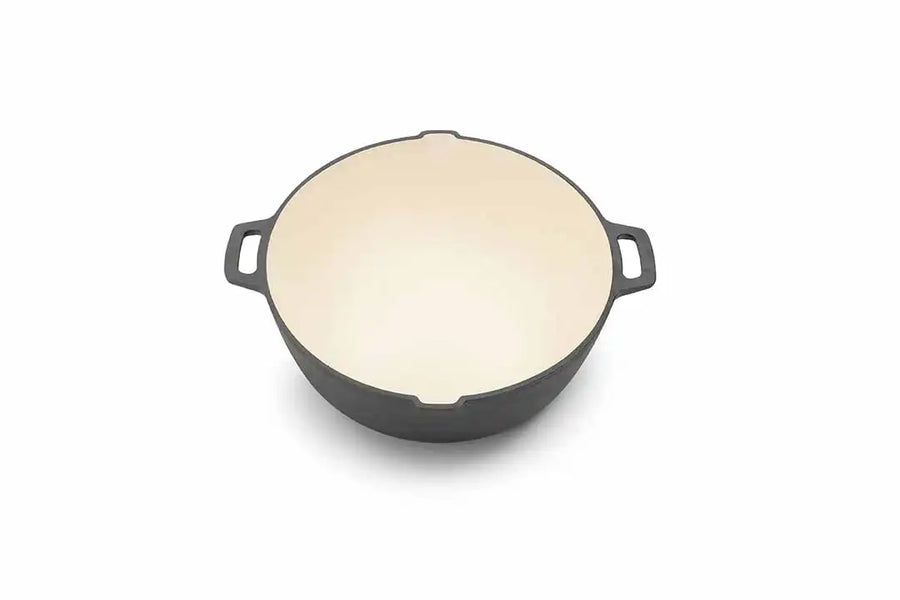 Enamel Lined Cast Iron Crock Pot - Vintage White