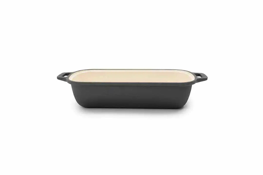 Enamel Lined Cast Iron Rectangular Baking Pan - Vintage White