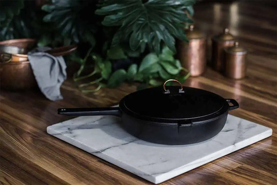 Enamel Lined Cast Iron Skillet - 12 in - Vintage White