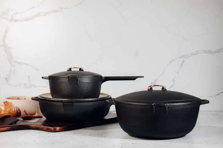 Enamel Lined Cast Iron Skillet - 12 in - Vintage White