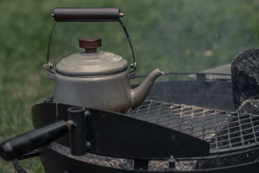 campfire cooking enamel teapot