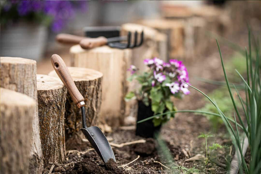 garden trowel with wooden handle