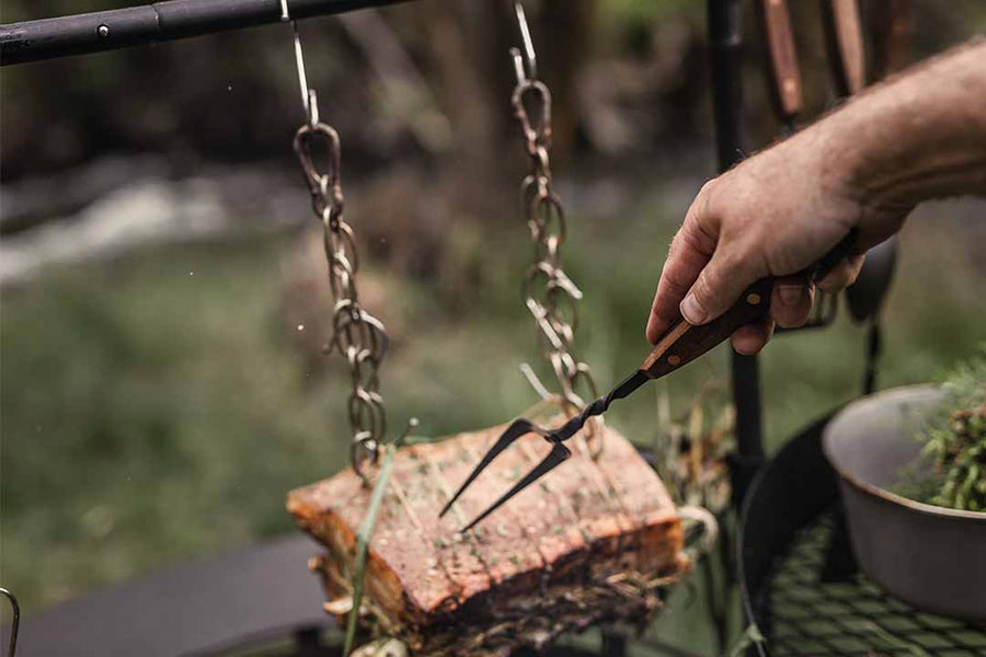 bbq campfire cooking fork
