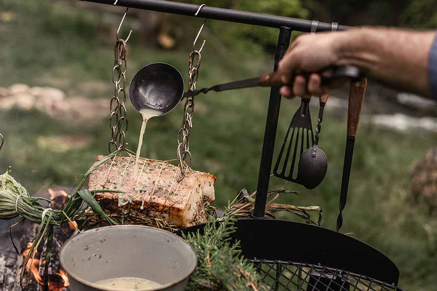 outdoor fireside cooking ladle