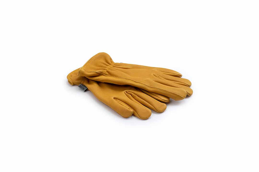 yellow leather garden gloves
