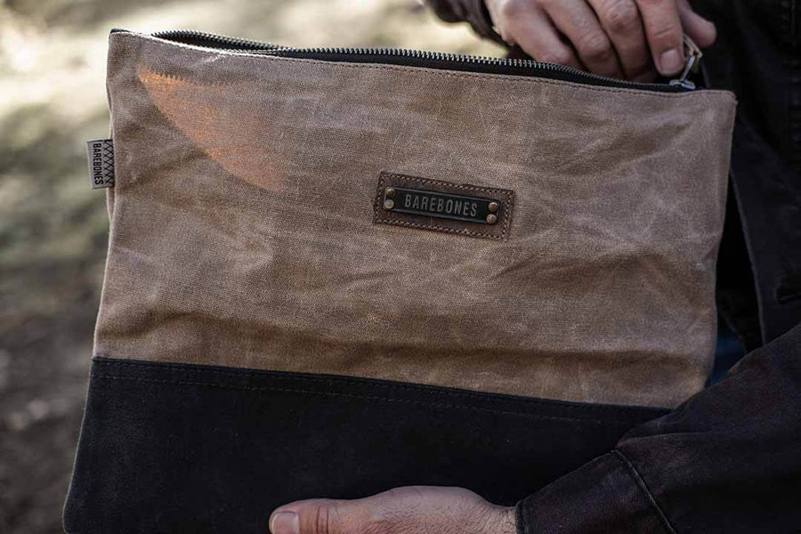 large zipper pouch waxed canvas