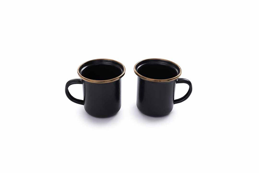Enamel Espresso Cups 150ml - Set of 2 - Charcoal