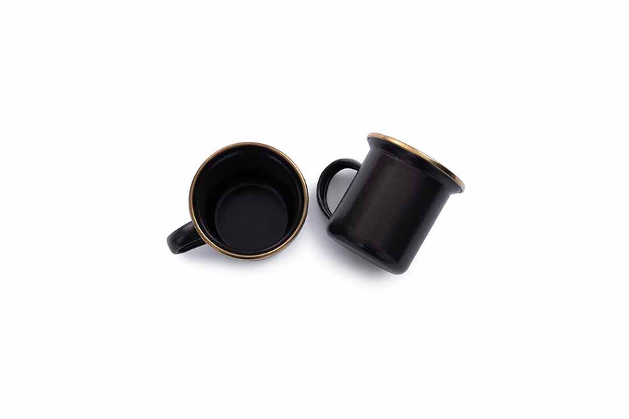 Enamel Espresso Cups 150ml - Set of 2 - Charcoal