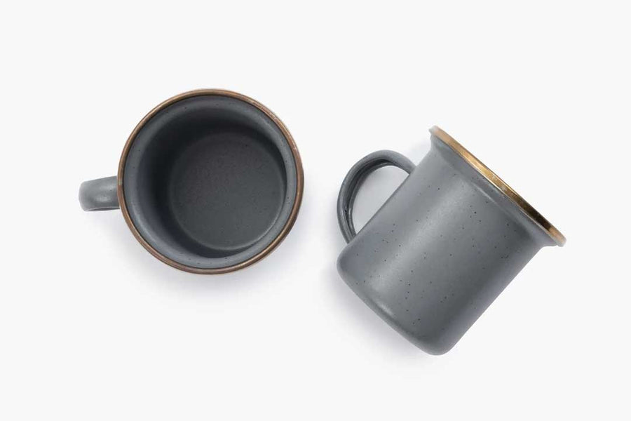 Enamel Espresso Cups 150ml - Set of 2 - Slate Grey